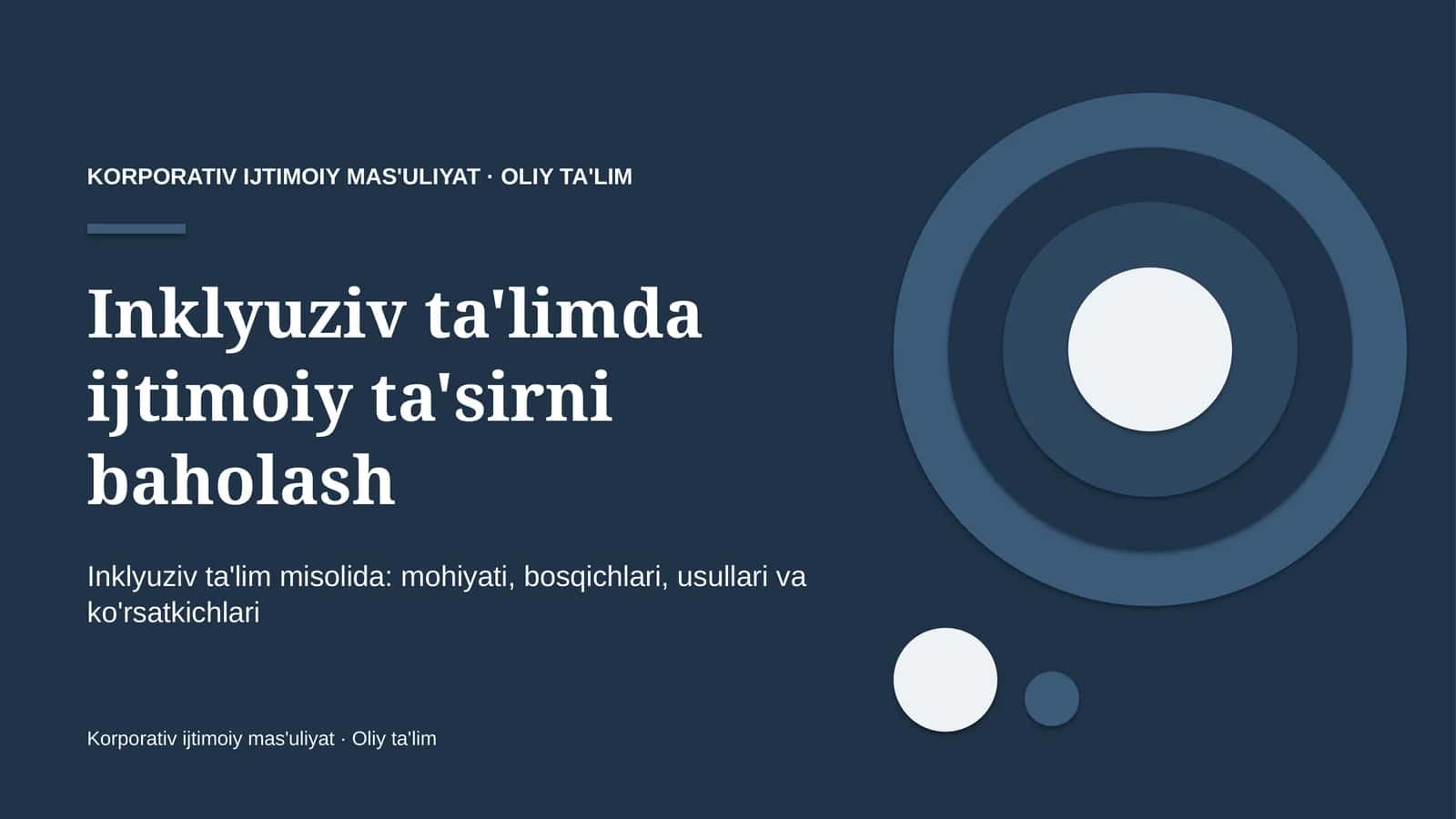 Inklyuziv ta'limda ijtimoiy ta'sirni baholash 1