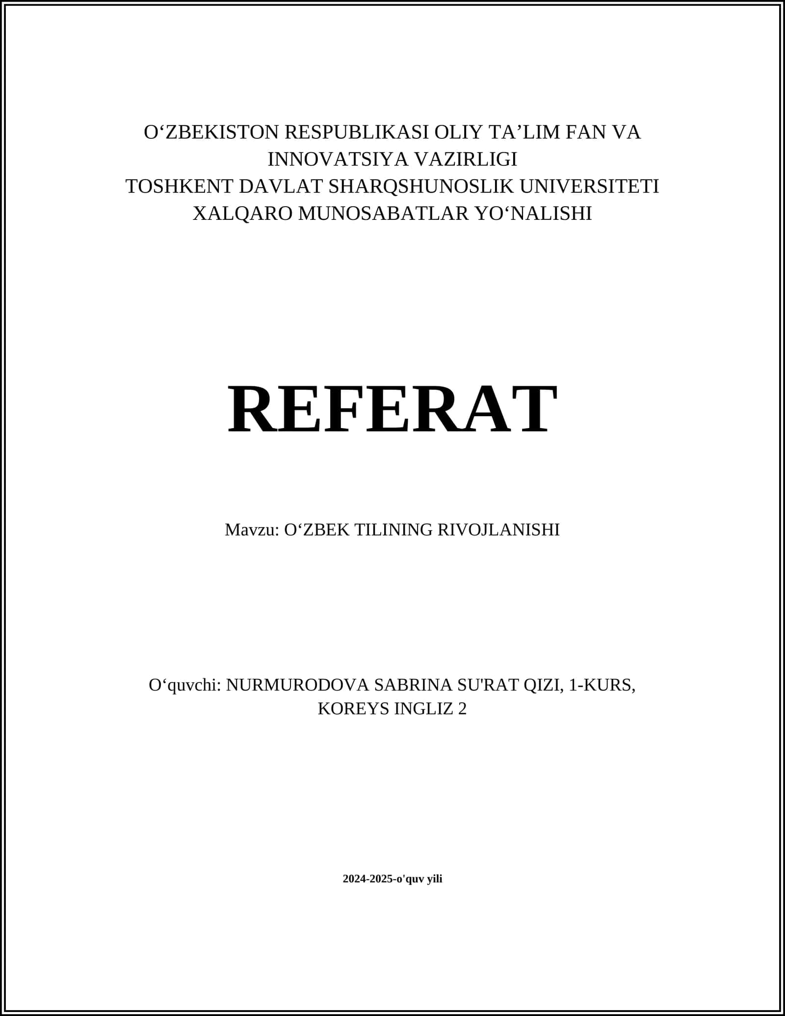 Oʻzbek tilining rivojlanishi 1