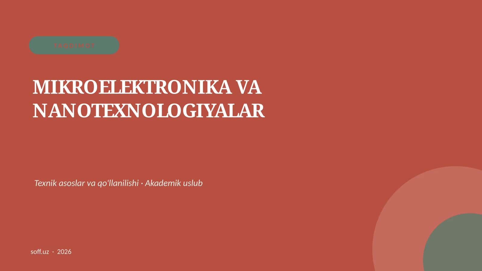 MIKROELEKTRONIKA VA NANOTEXNOLOGIYALAR 1