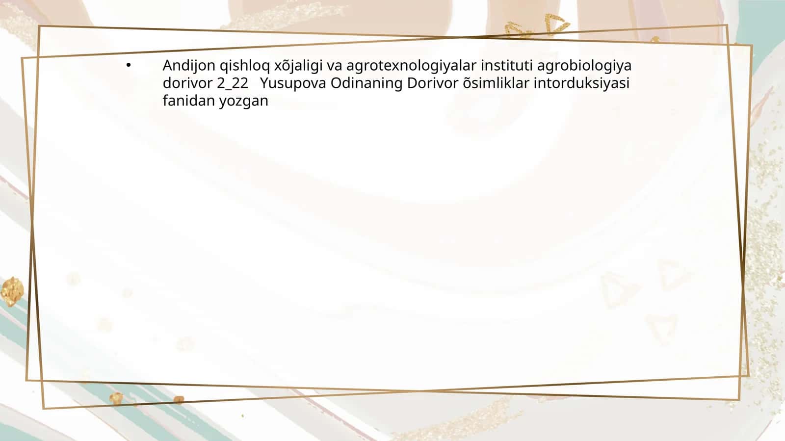 Odinaning Dorivor õsimliklar intorduksiyasi 1