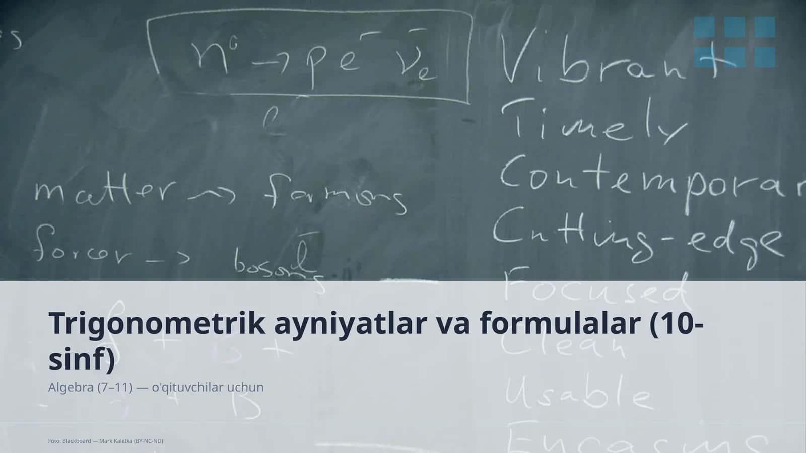 Trigonometrik ayniyatlar va formulalar (10-sinf) 1