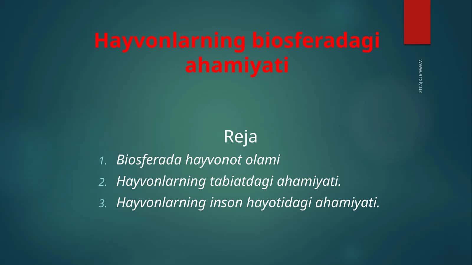 Hayvonlarning biosferadagi ahamiyati 1