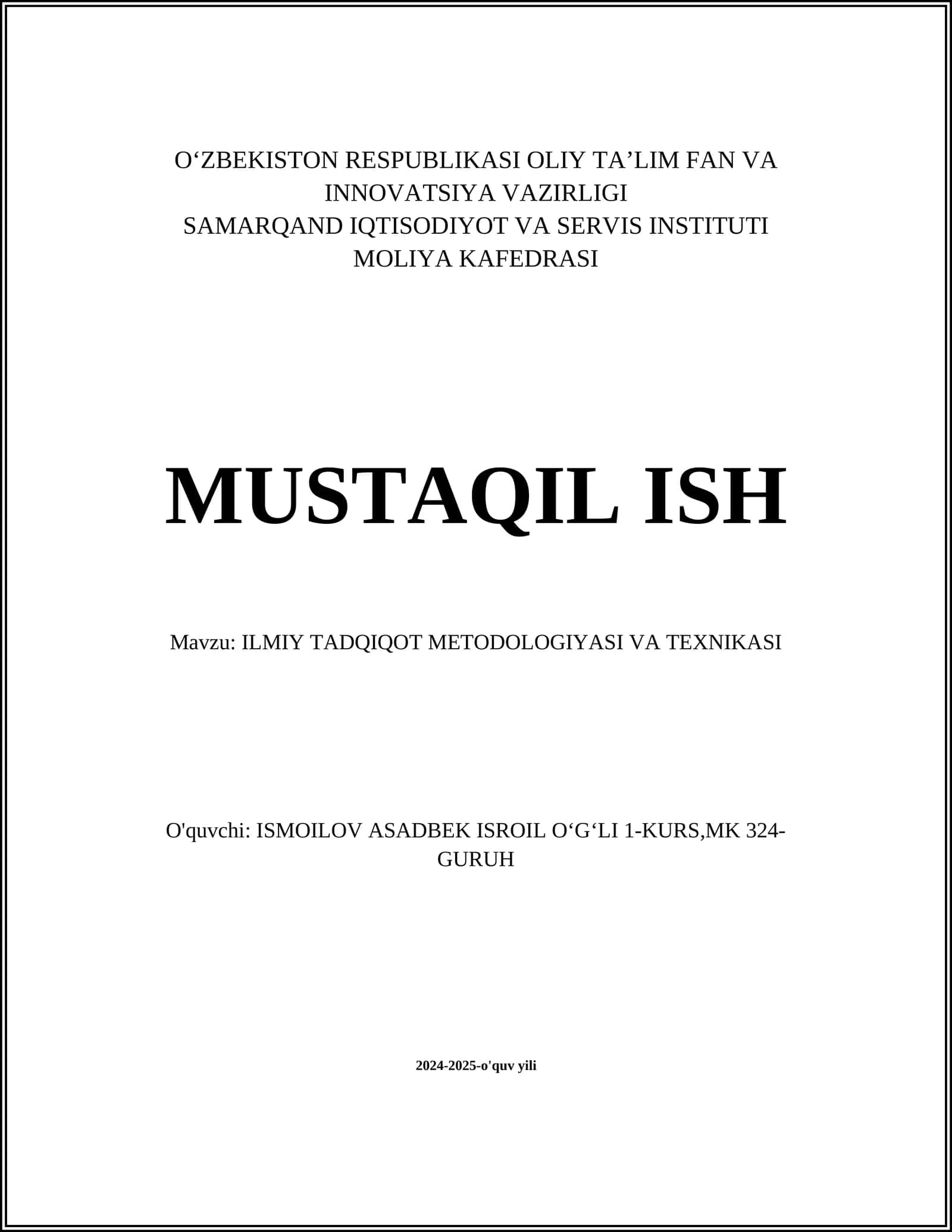ILMIY TADQIQOT METODOLOGIYASI VA TEXNIKASI 1
