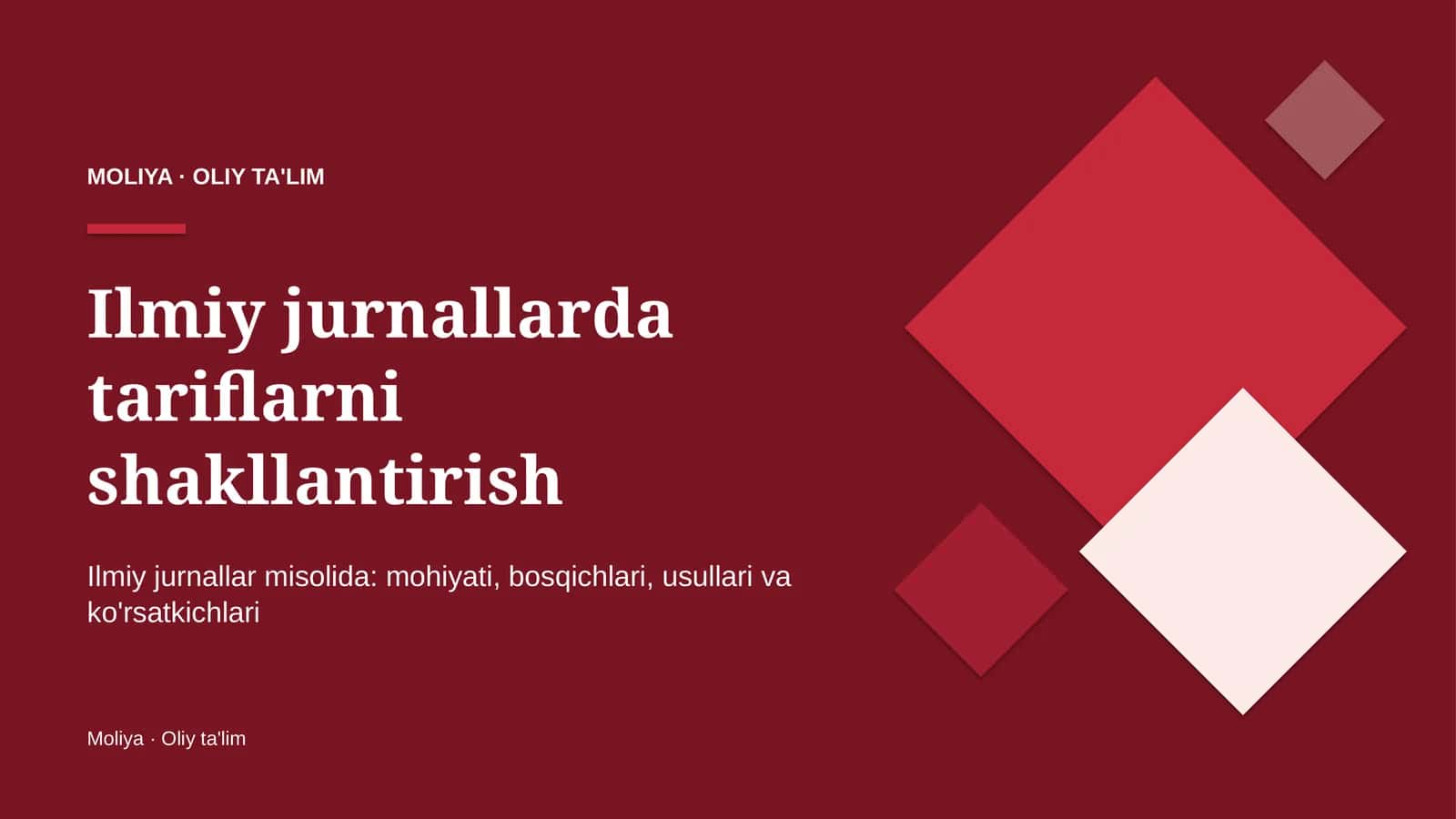 Ilmiy jurnallarda tariflarni shakllantirish 1