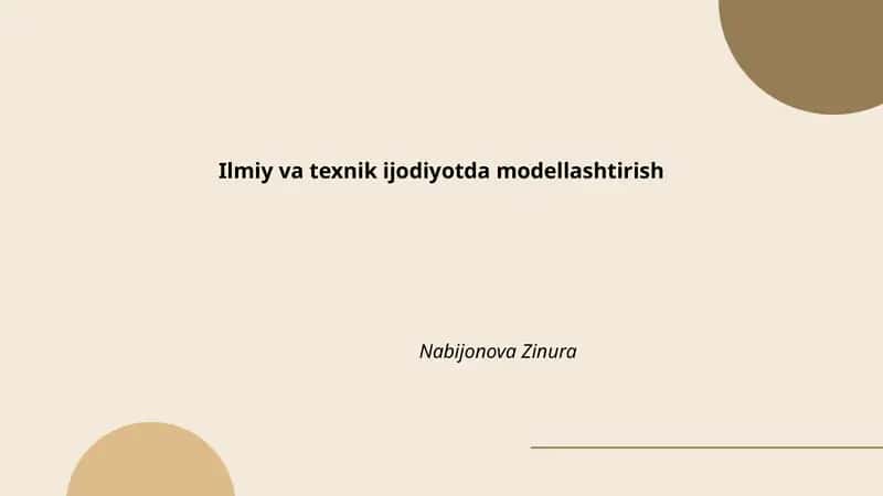Ilmiy va texnik ijodiyotda modellashtirish 1