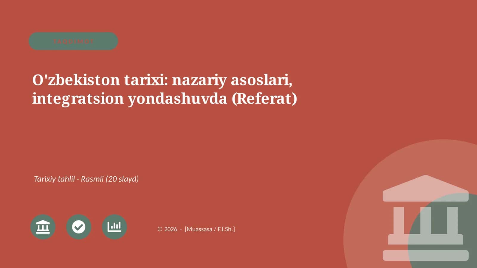O'zbekiston tarixi: nazariy asoslari, integratsion yondashuvda (Referat) 1