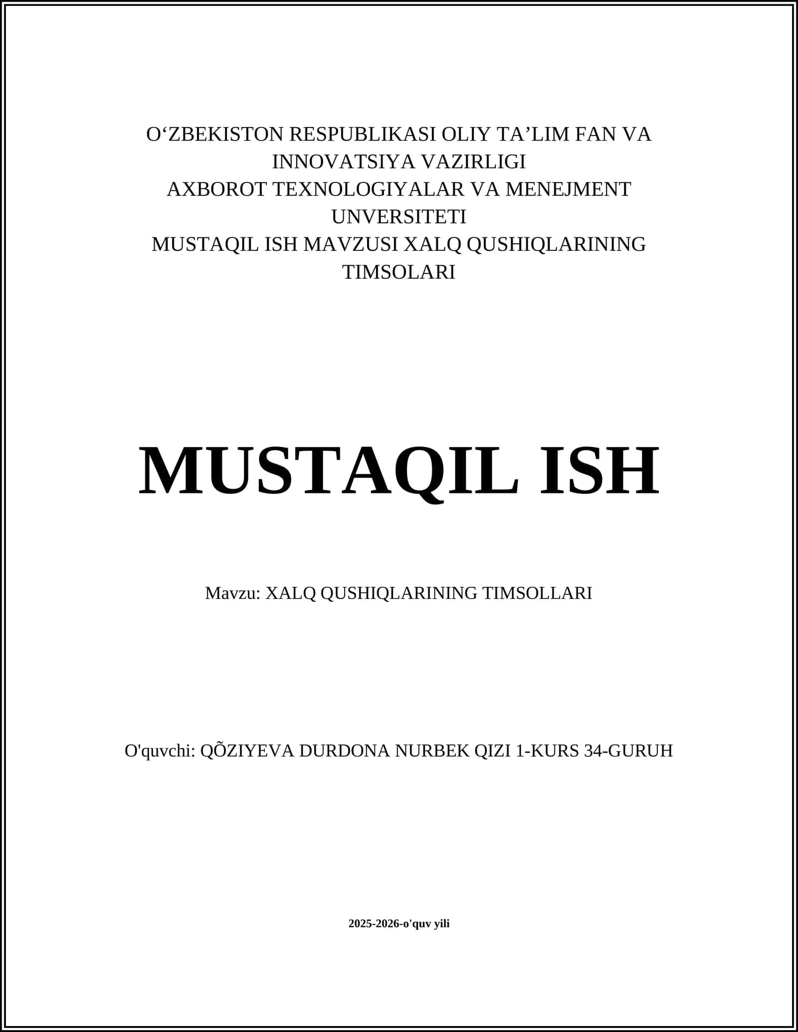 XALQ QUSHIQLARINING TIMSOLLARI 1