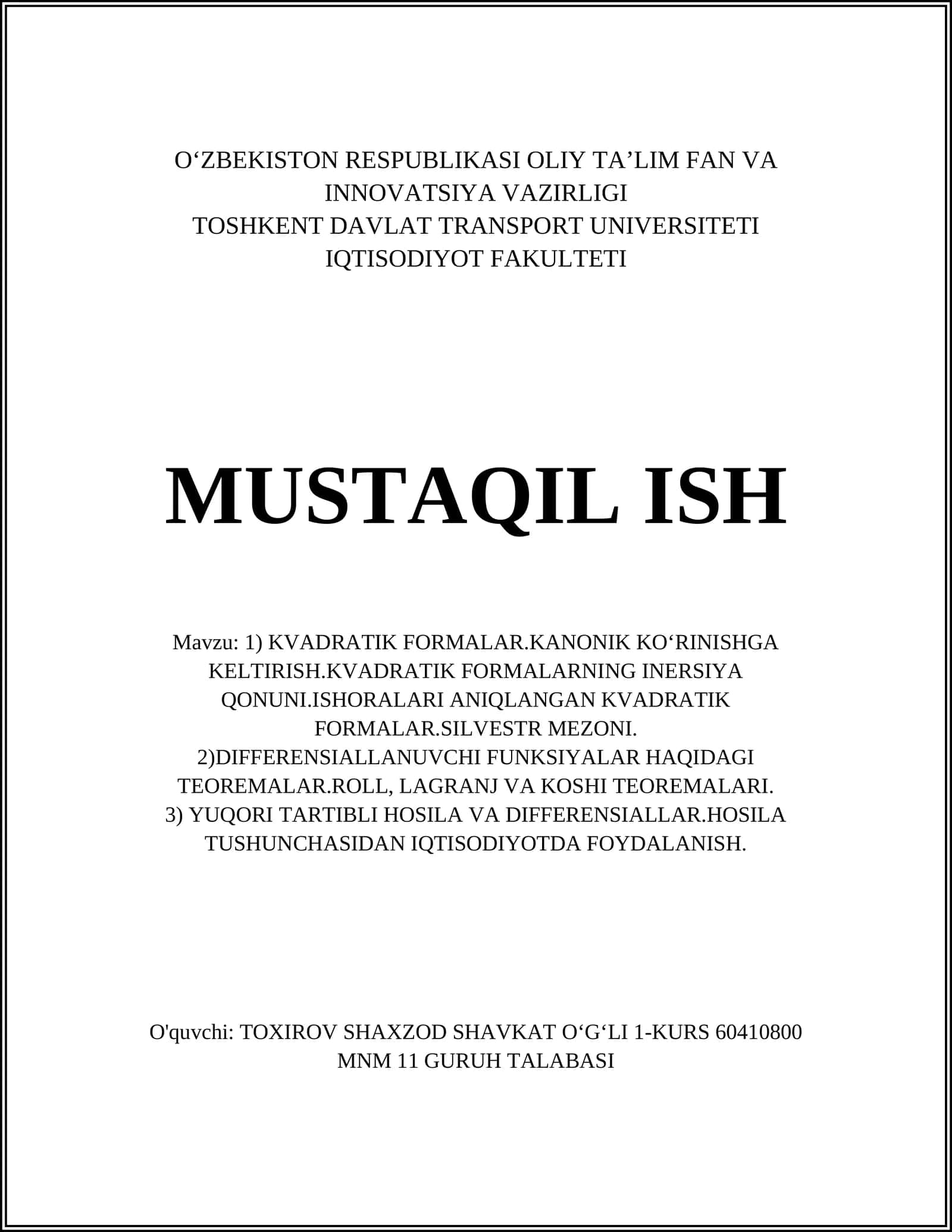 Kvadrat forma tushunchasi 1