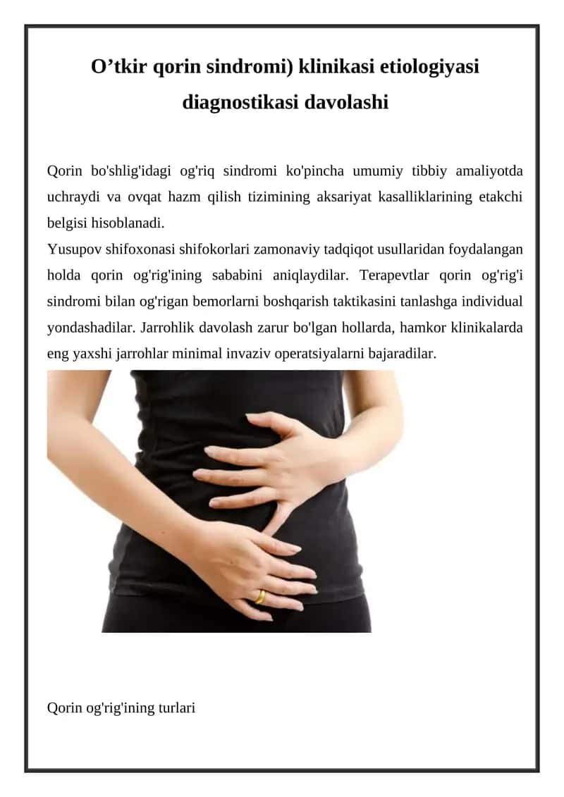 Qorin og'rig'i sindromi 1