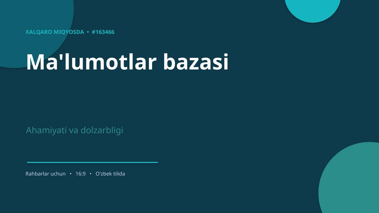 Ma'lumotlar Bazasi 1