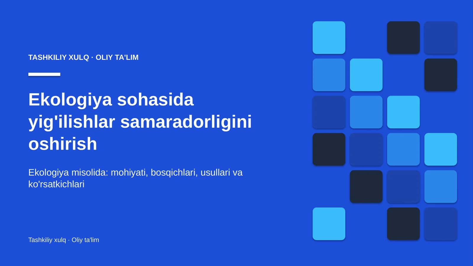 Ekologiya sohasida yig'ilishlar samaradorligini oshirish 1