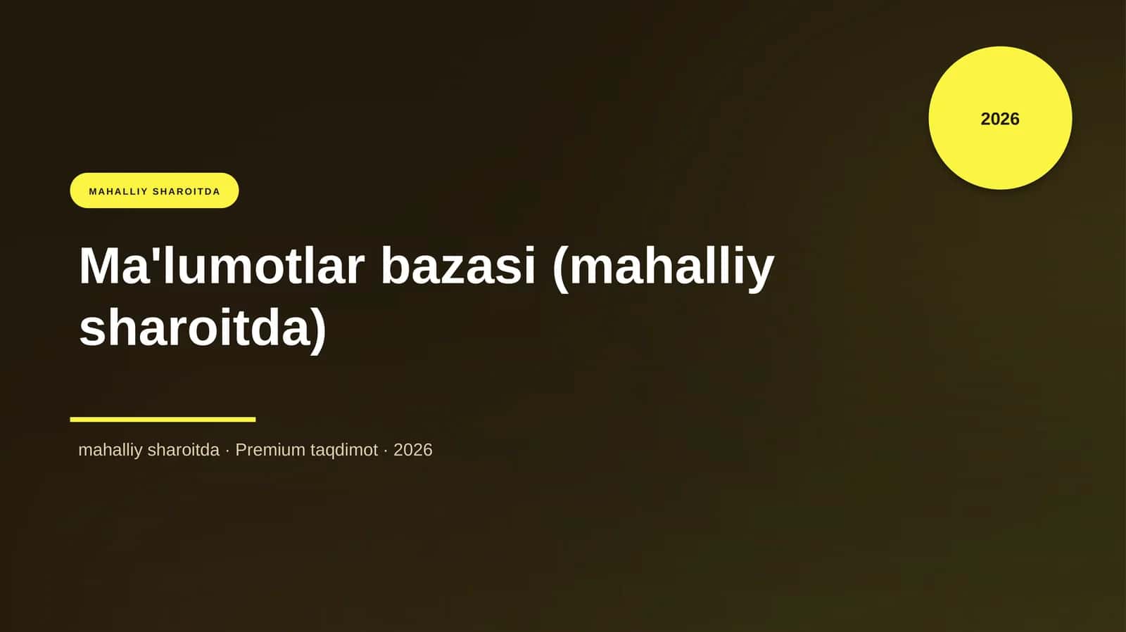 Ma'lumotlar bazasi (mahalliy sharoitda) 1