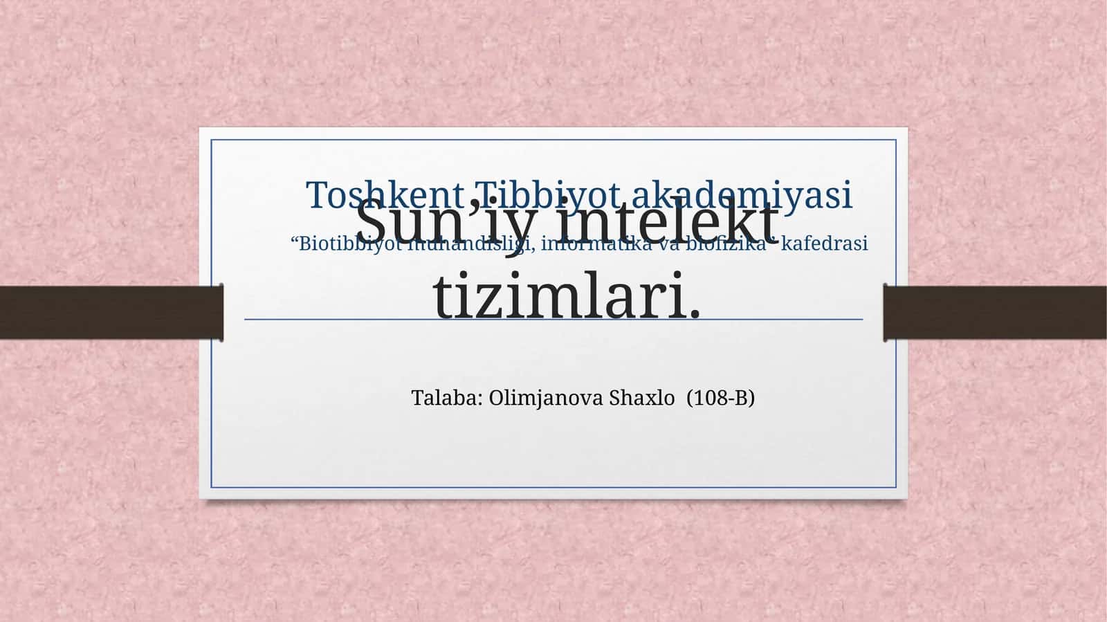Sun’iy intellekt tizimlari 1