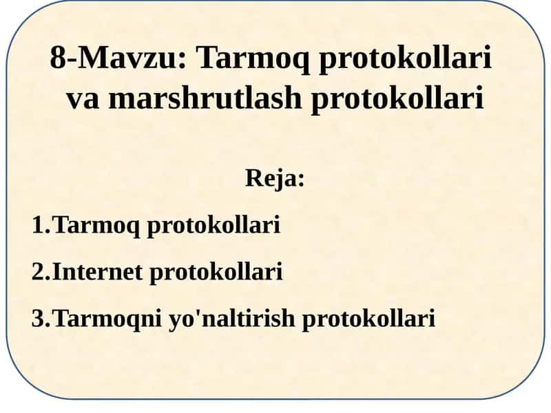 Tarmoqprotokollarivamarshrutlashprotokollari 1