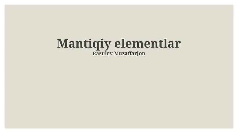 Mantiqiy elementlar 1
