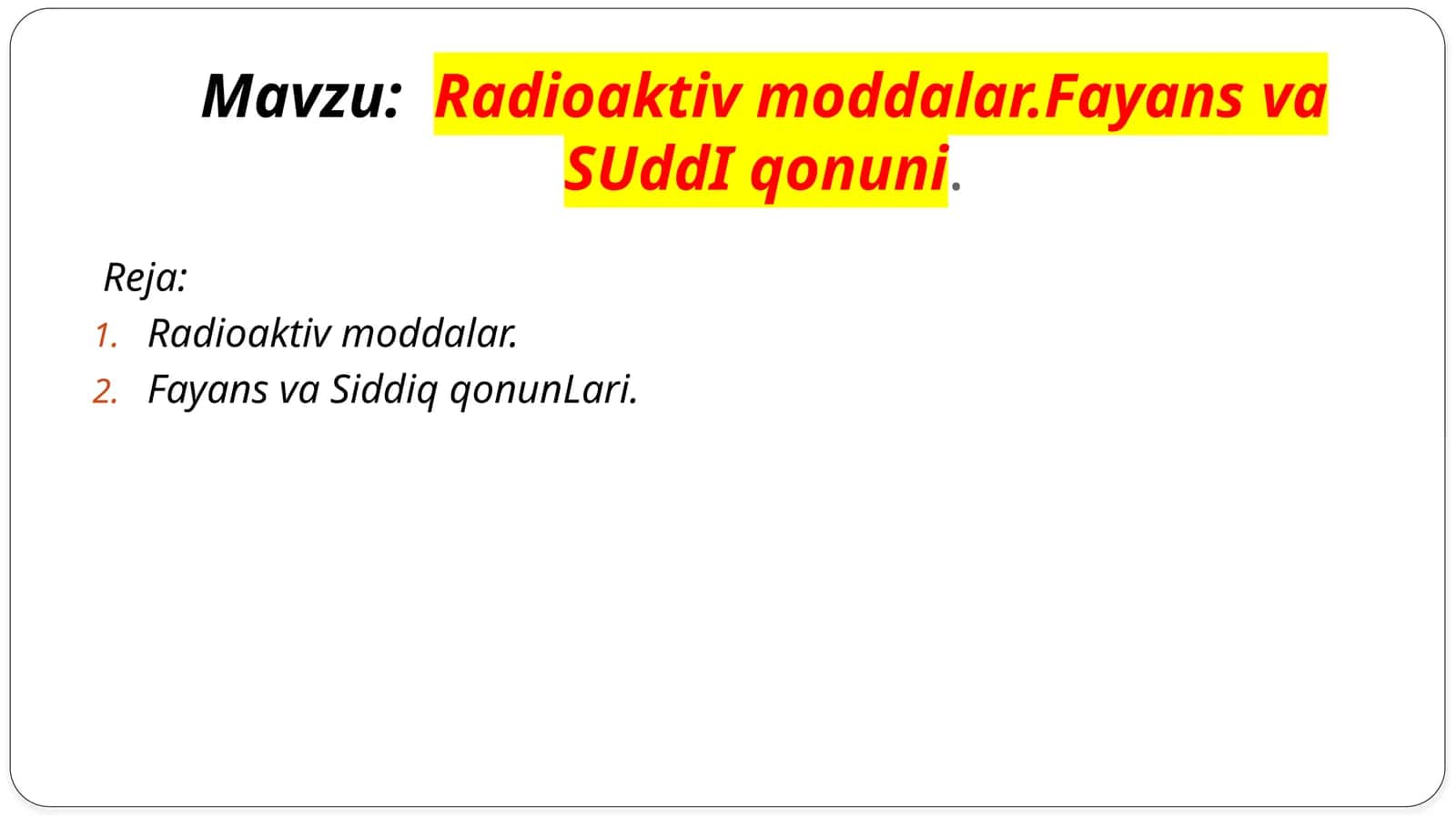 Fayans va SUddI qonuni 1
