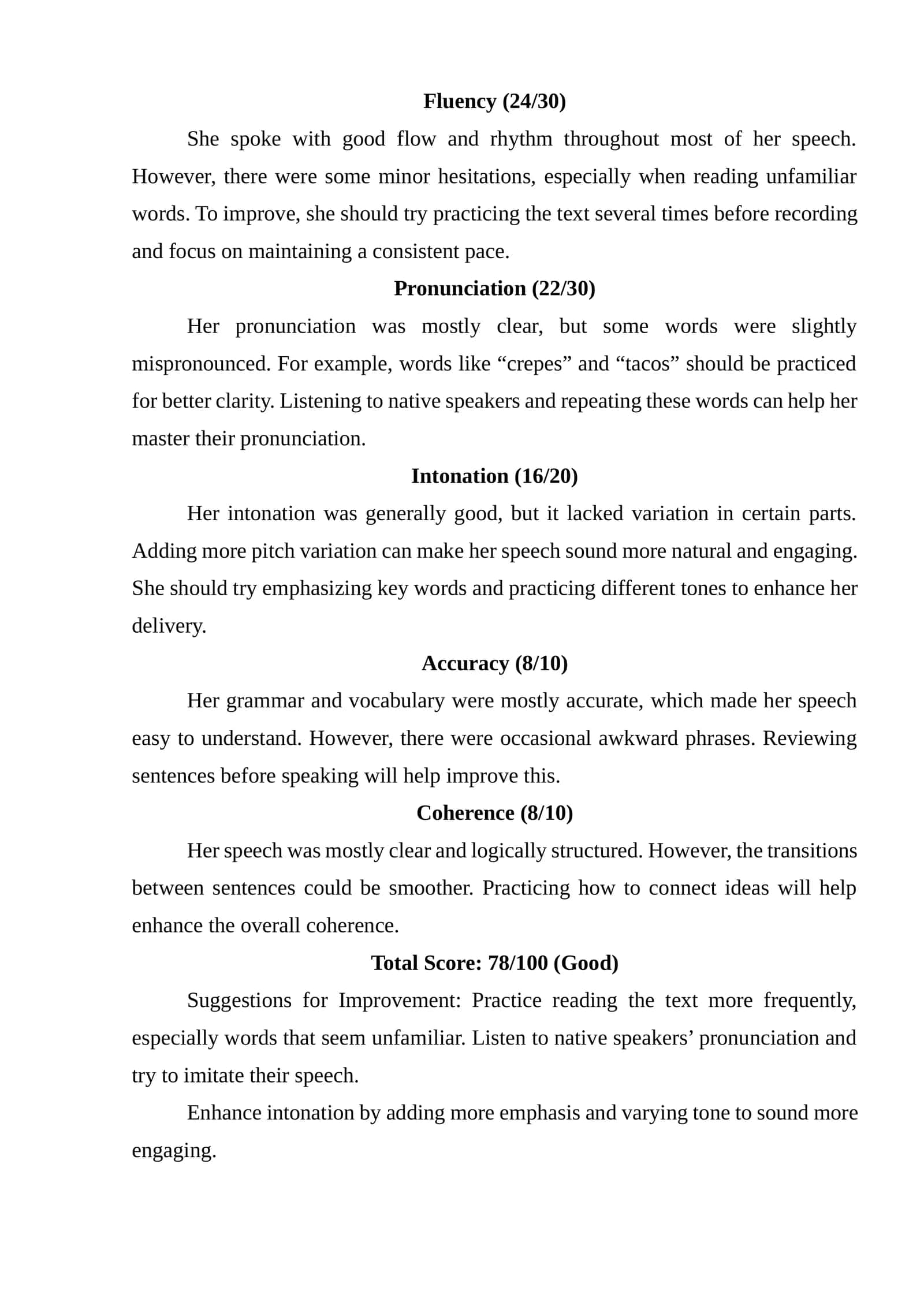 Speaking Skills Evaluation 1