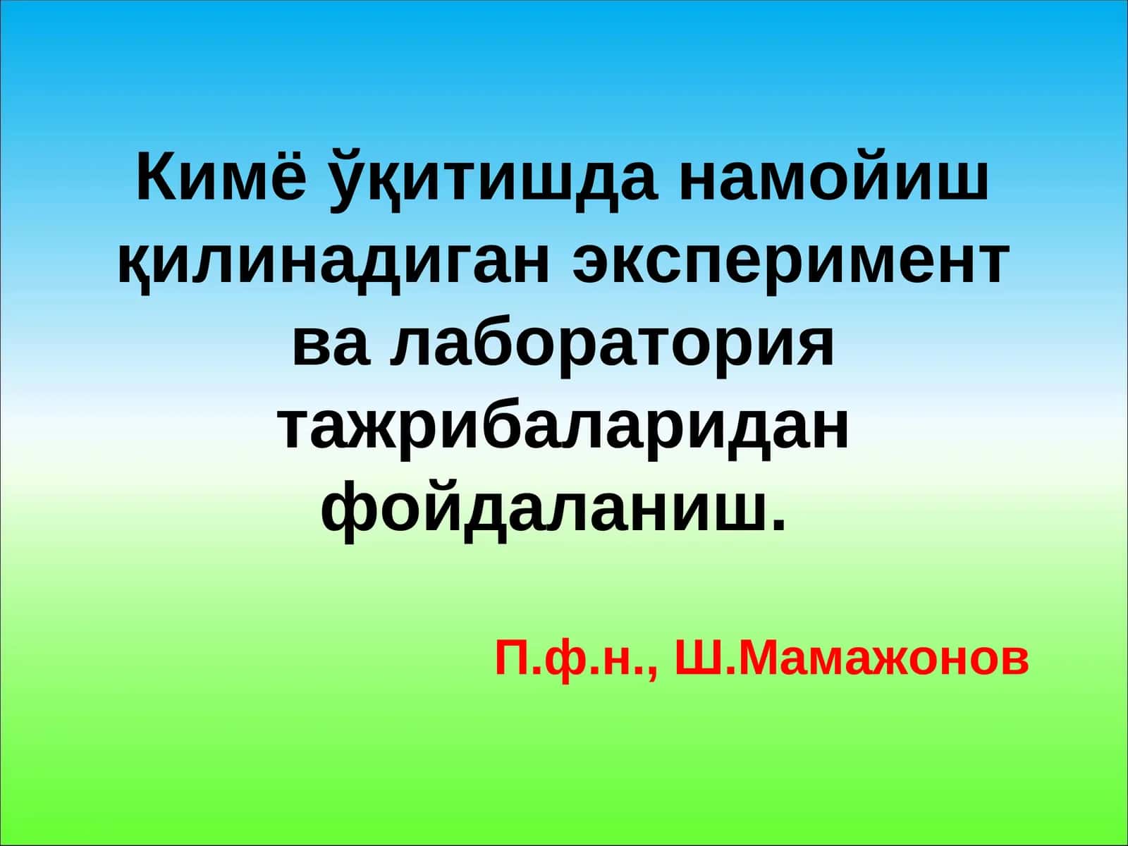 Kimyo Tazribo 1