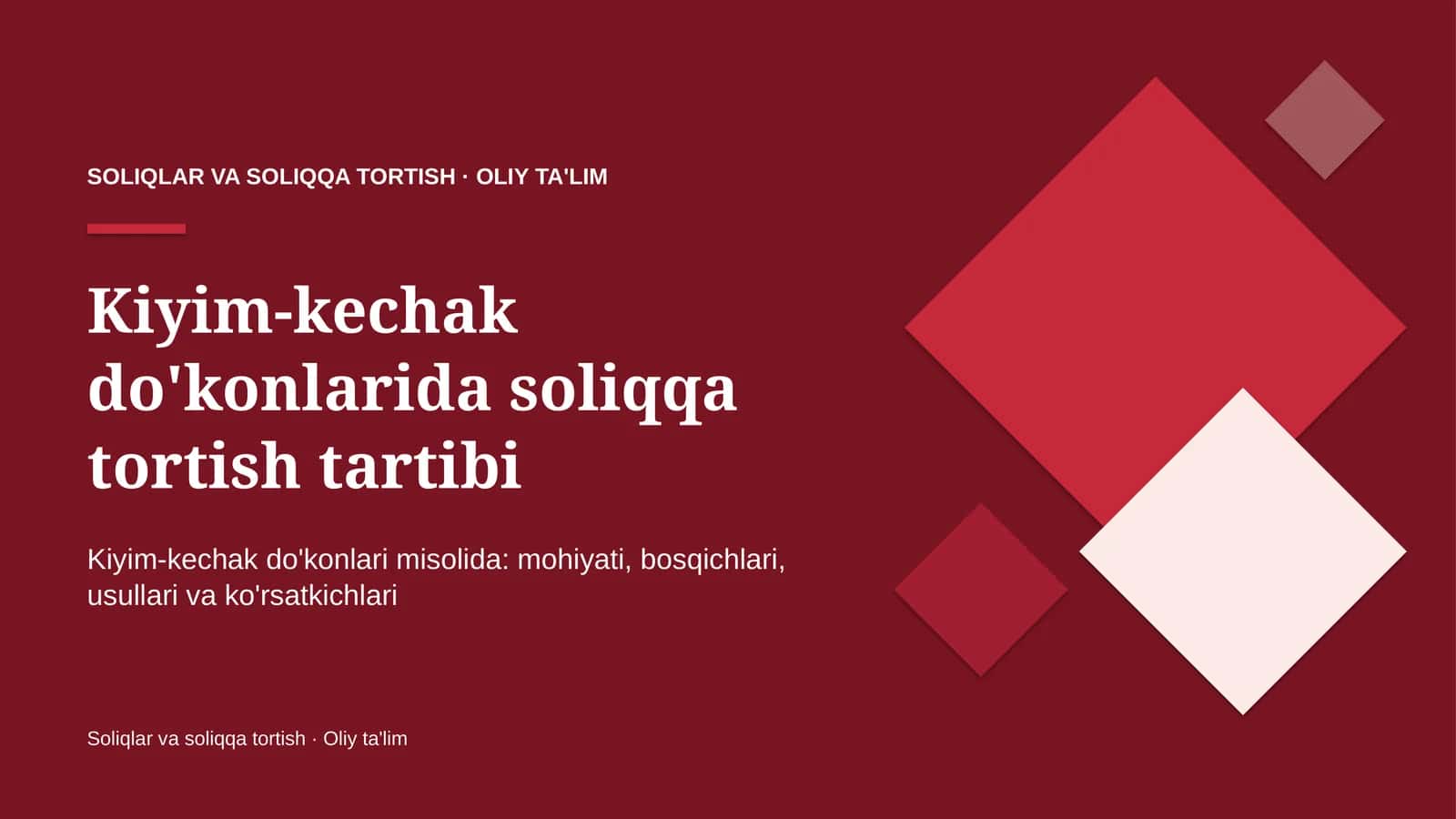 Kiyim-kechak do'konlarida soliqqa tortish tartibi 1