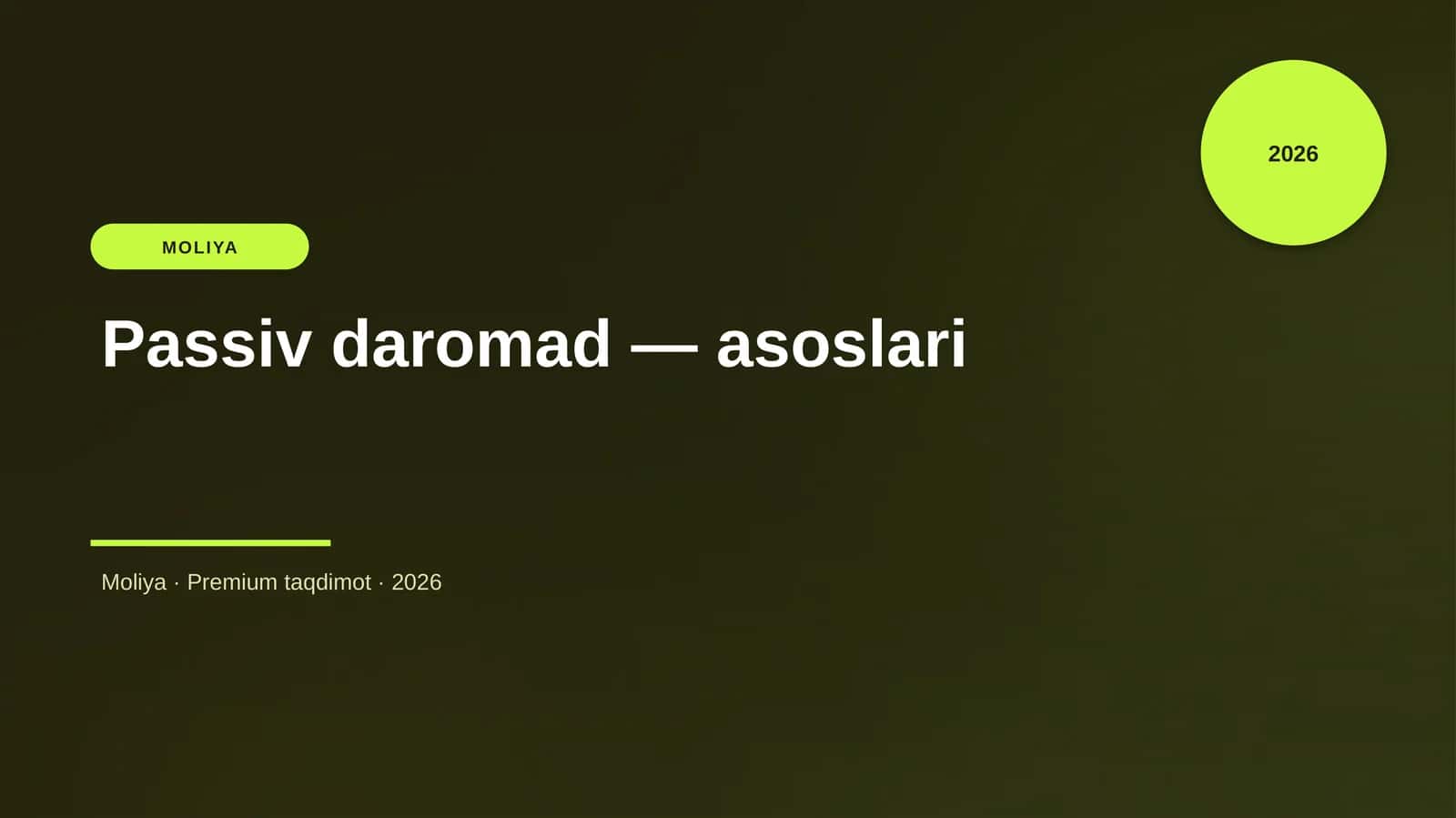 Passiv daromad — asoslari 1