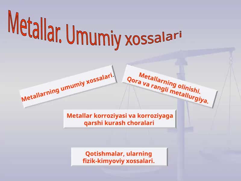 Metallar. Umumiy xossalari 1