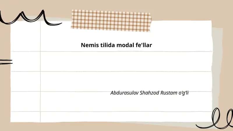 Nemis tilida modal fe'llar 1