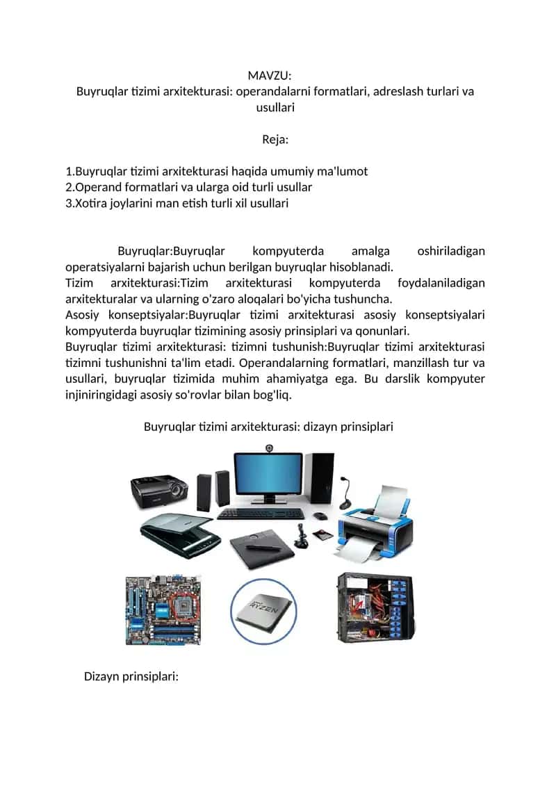 Buyruqlar tizimi arxitekturasi 1