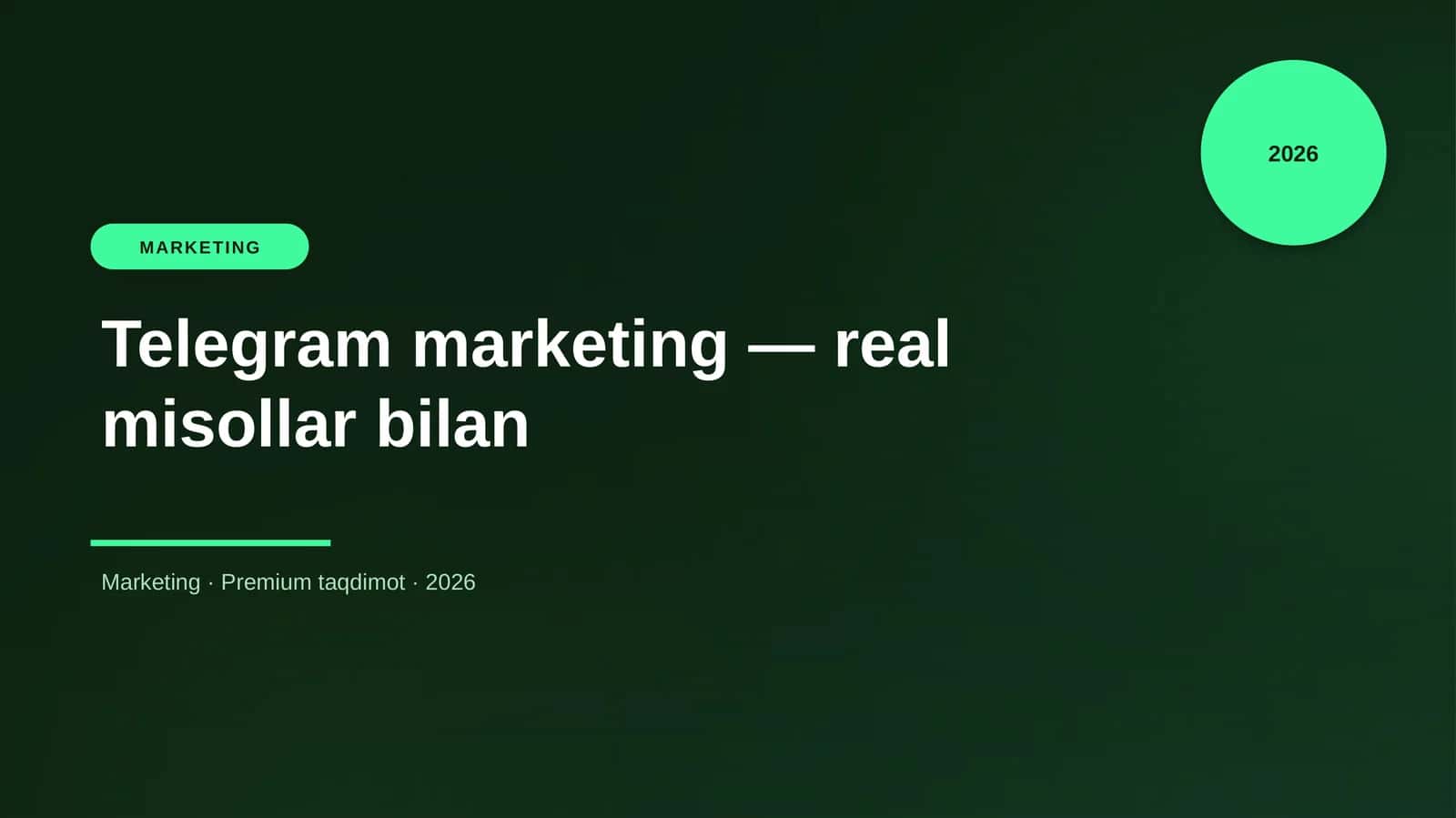 Telegram marketing — real misollar bilan 1