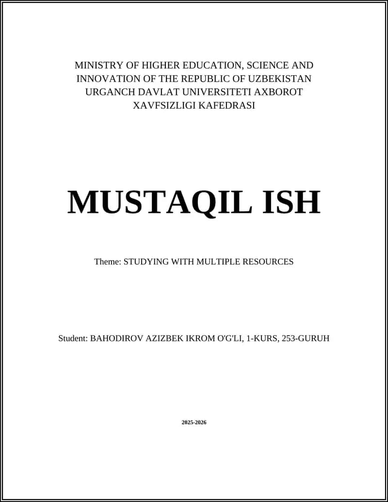 STUDYING WITH MULTIPLE RESOURCES 1