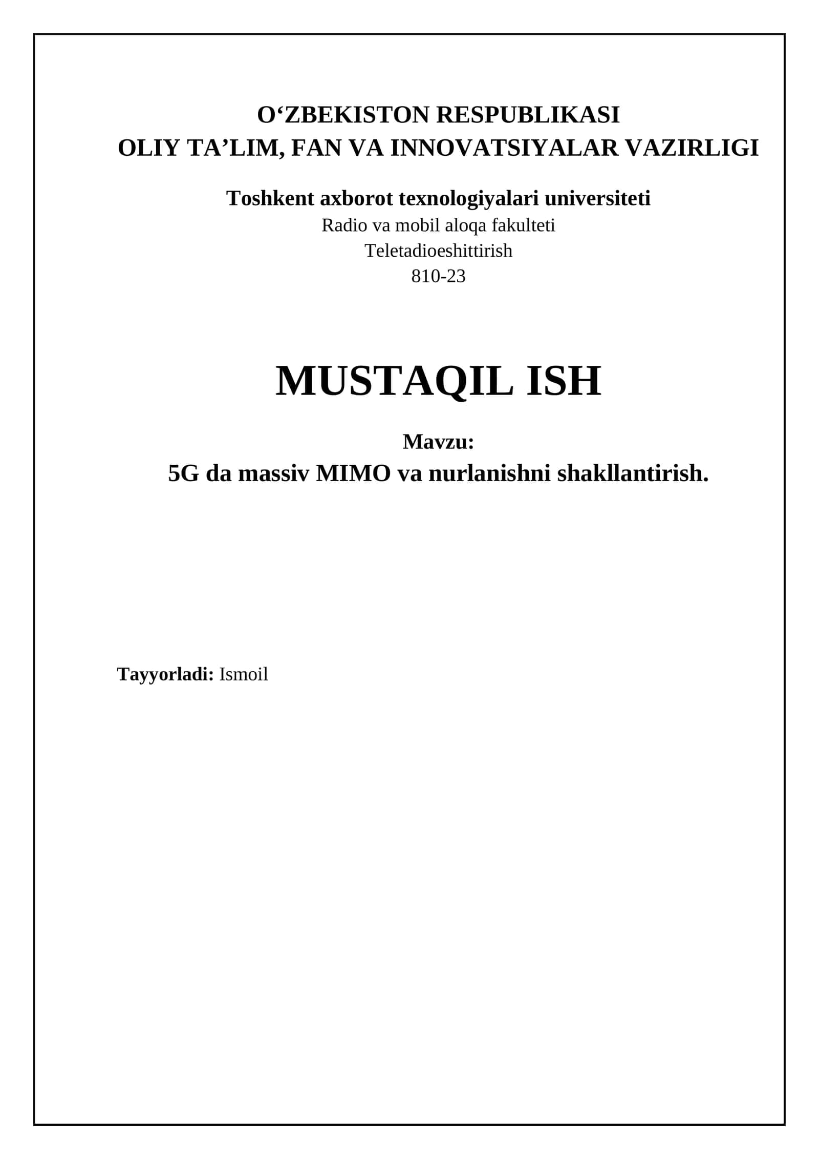 5G da massiv MIMO va nurlanishni shakllantirish 1