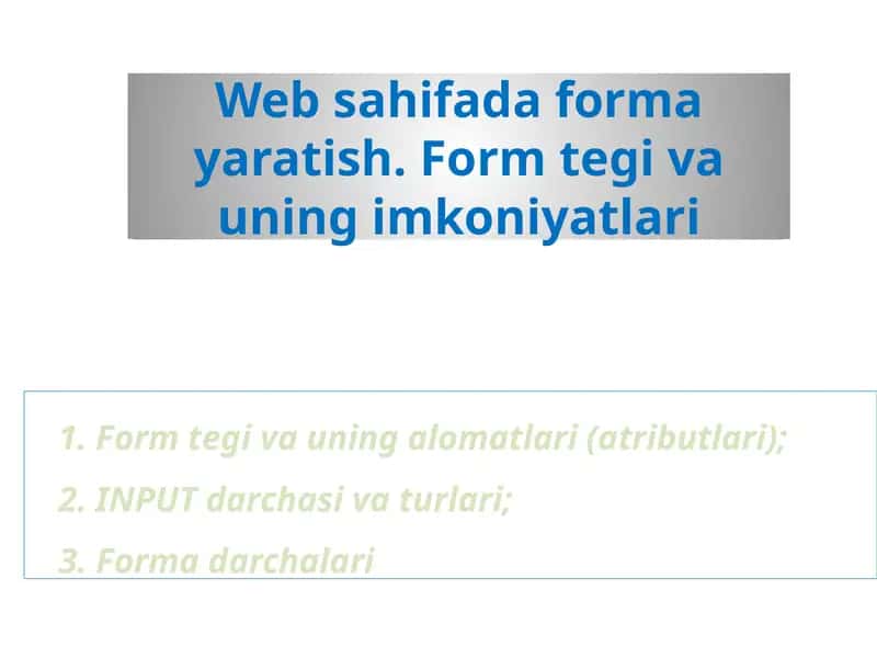 Forma Yaratish 1