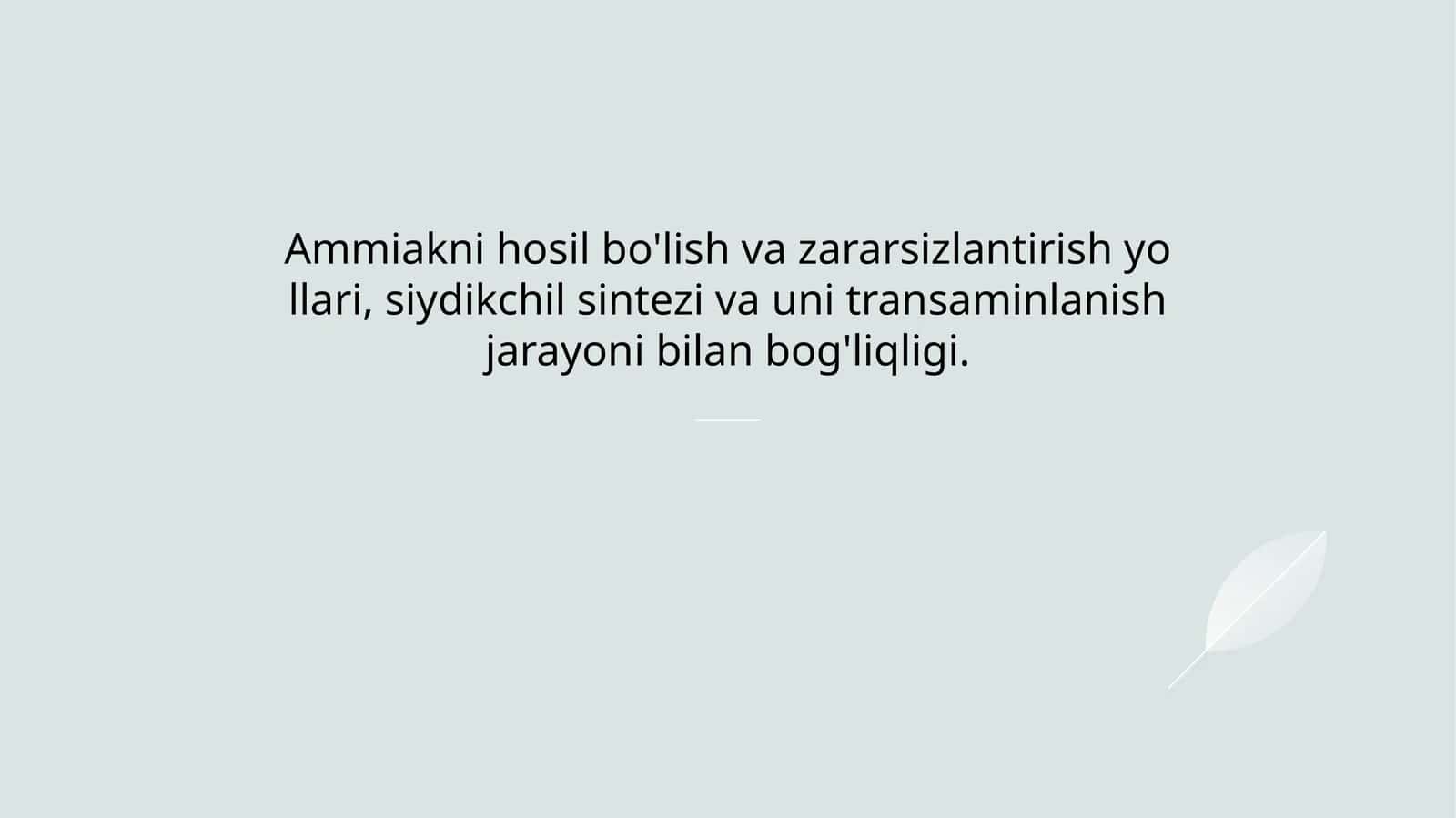 Ammiak hosil bo'lish jarayoni 1