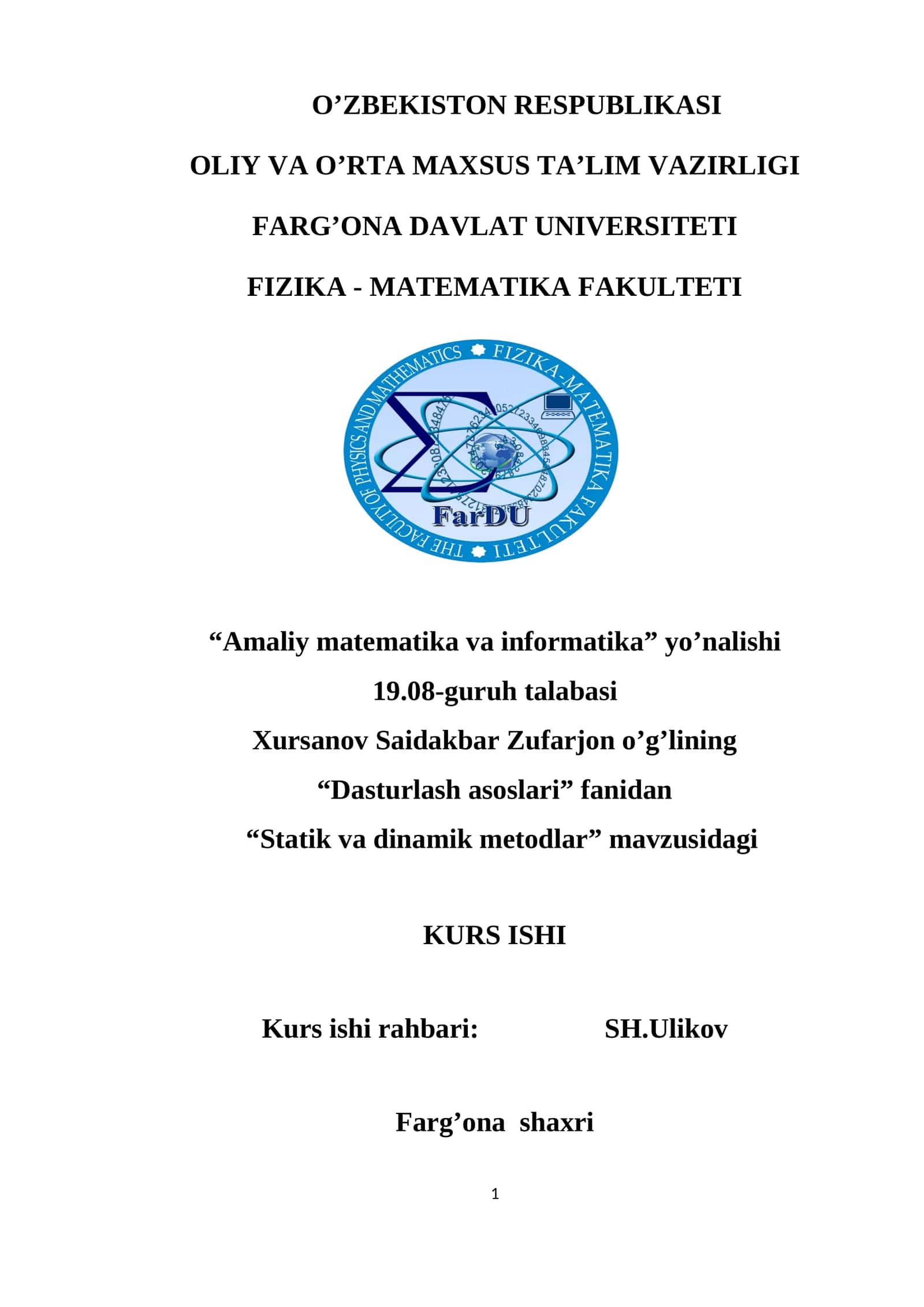 Statik va dinamik metodlar 1