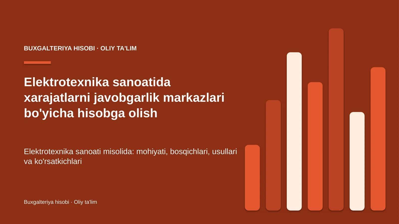 Elektrotexnika sanoatida xarajatlarni javobgarlik markazlari bo'yicha hisobga olish 1