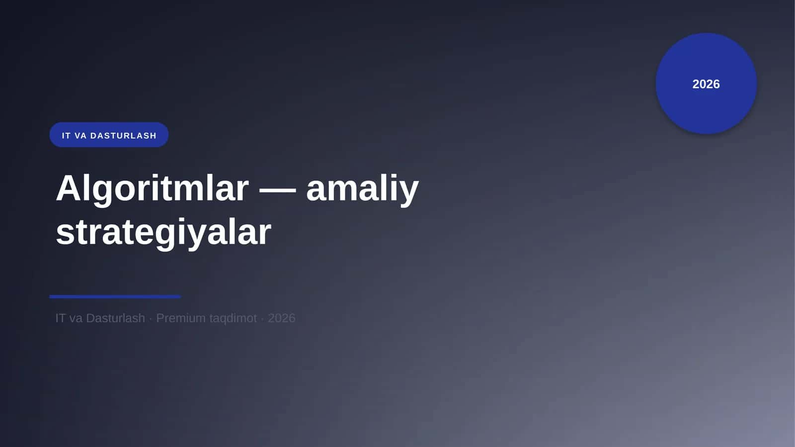 Algoritmlar — amaliy strategiyalar 1