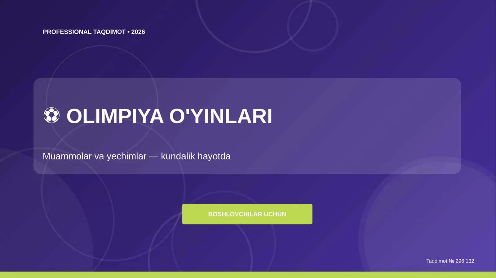 Olimpiya o'yinlari: Muammolar va yechimlar 1