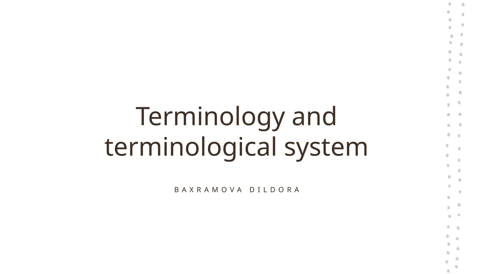 Terminology and terminological system 1