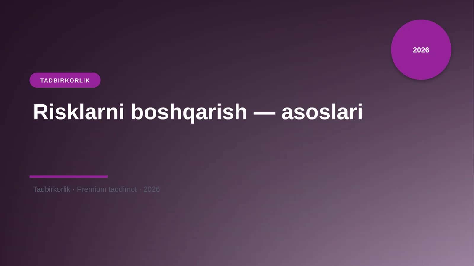 Risklarni boshqarish — asoslari 1