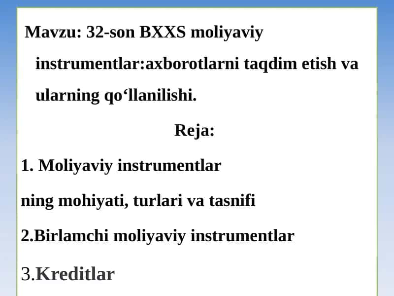 Moliyaviy instrumentlar 1