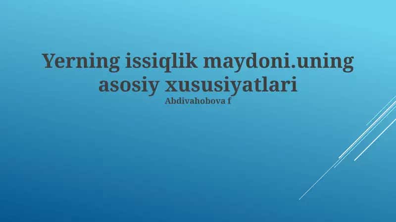 Yerning issiqlik maydoni 1