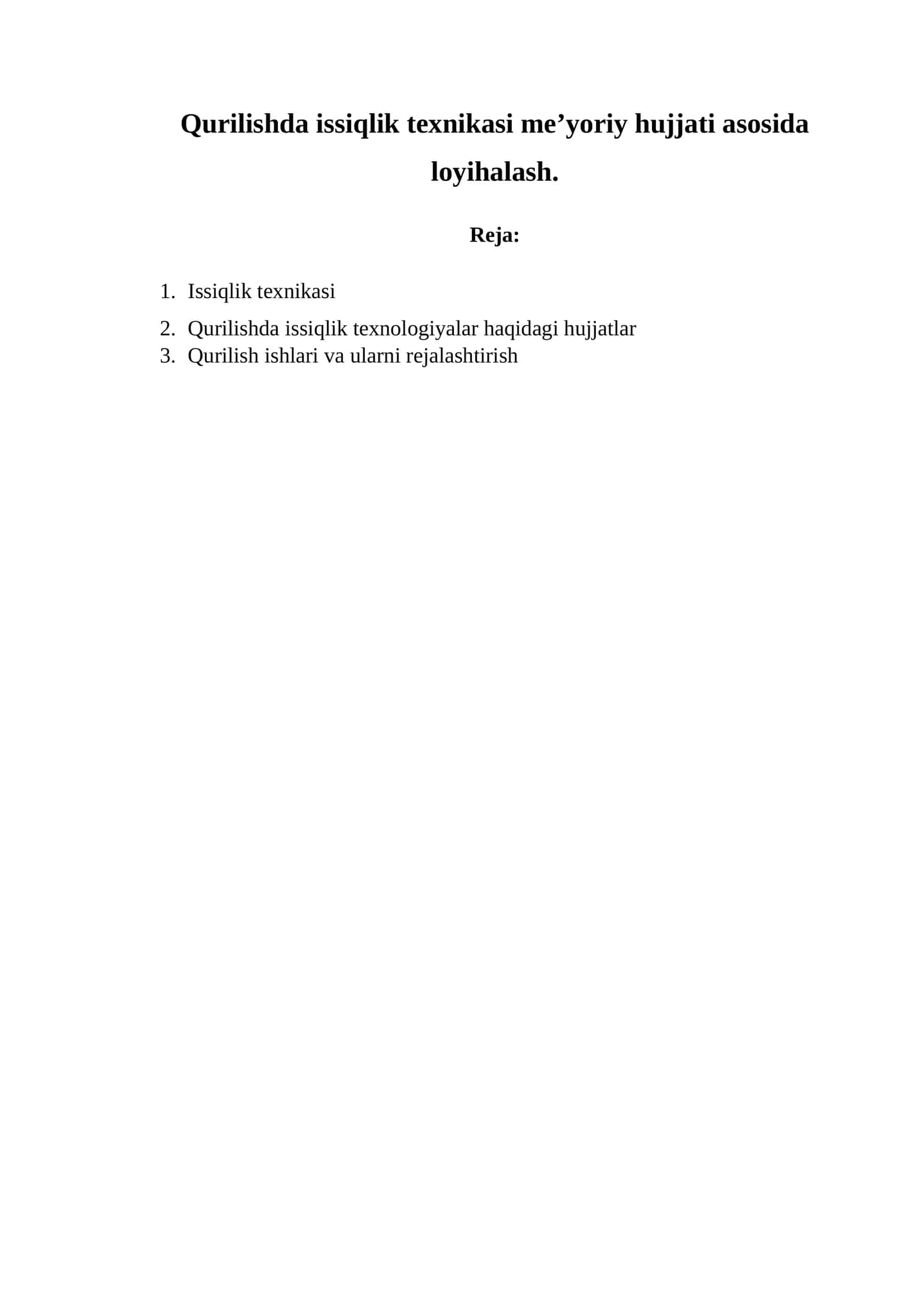 Qurilishda issiqlik texnikasi 1