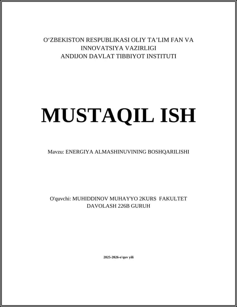 ENERGIYA ALMASHINUVINING BOSHQARILISHI 1