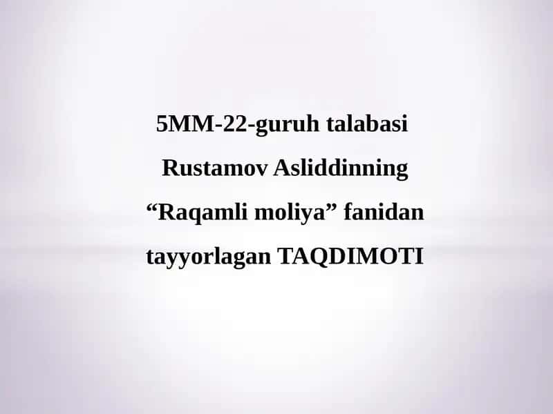 RAQAMLI MOLIYA 1