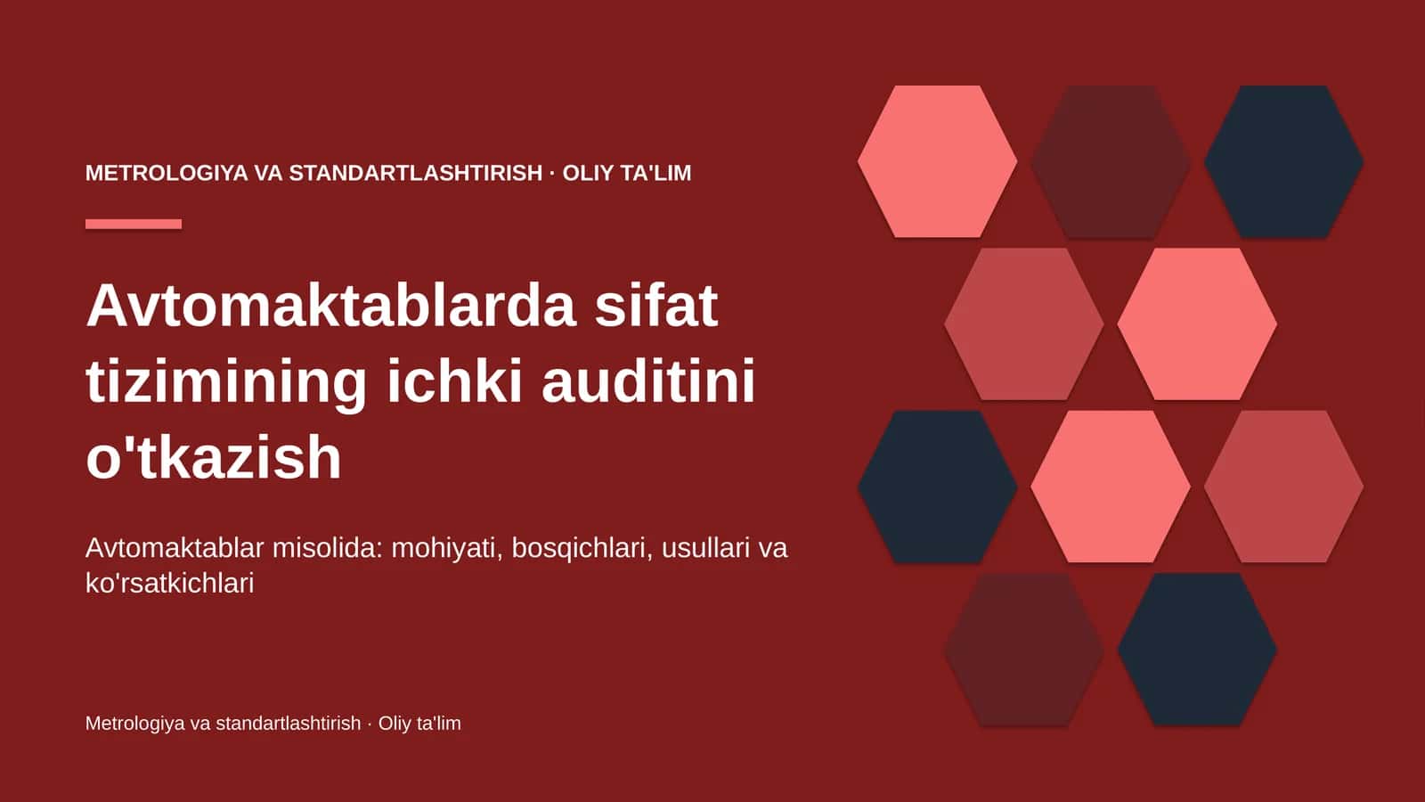 Avtomaktablarda sifat tizimining ichki auditini o'tkazish 1