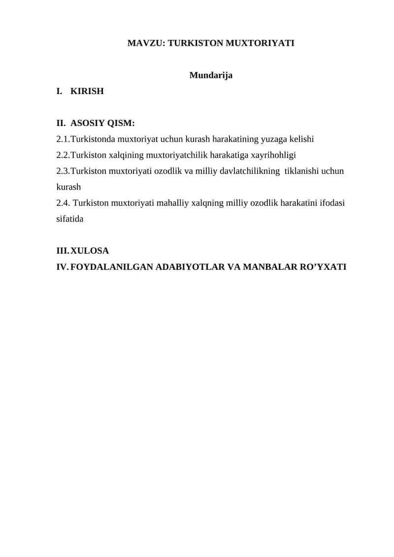 Turkiston Muxtoriyati 1