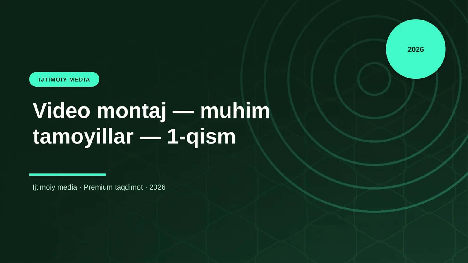 Video montaj — muhim tamoyillar — 1-qism 1