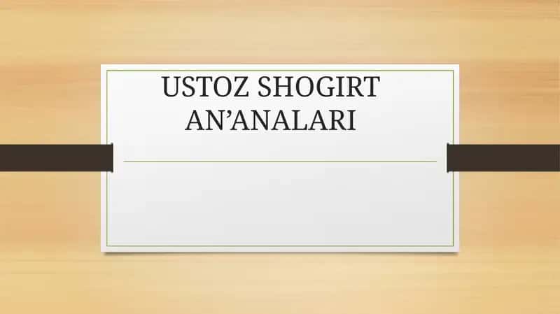 USTOZ SHOGIRT AN’ANALARI 1