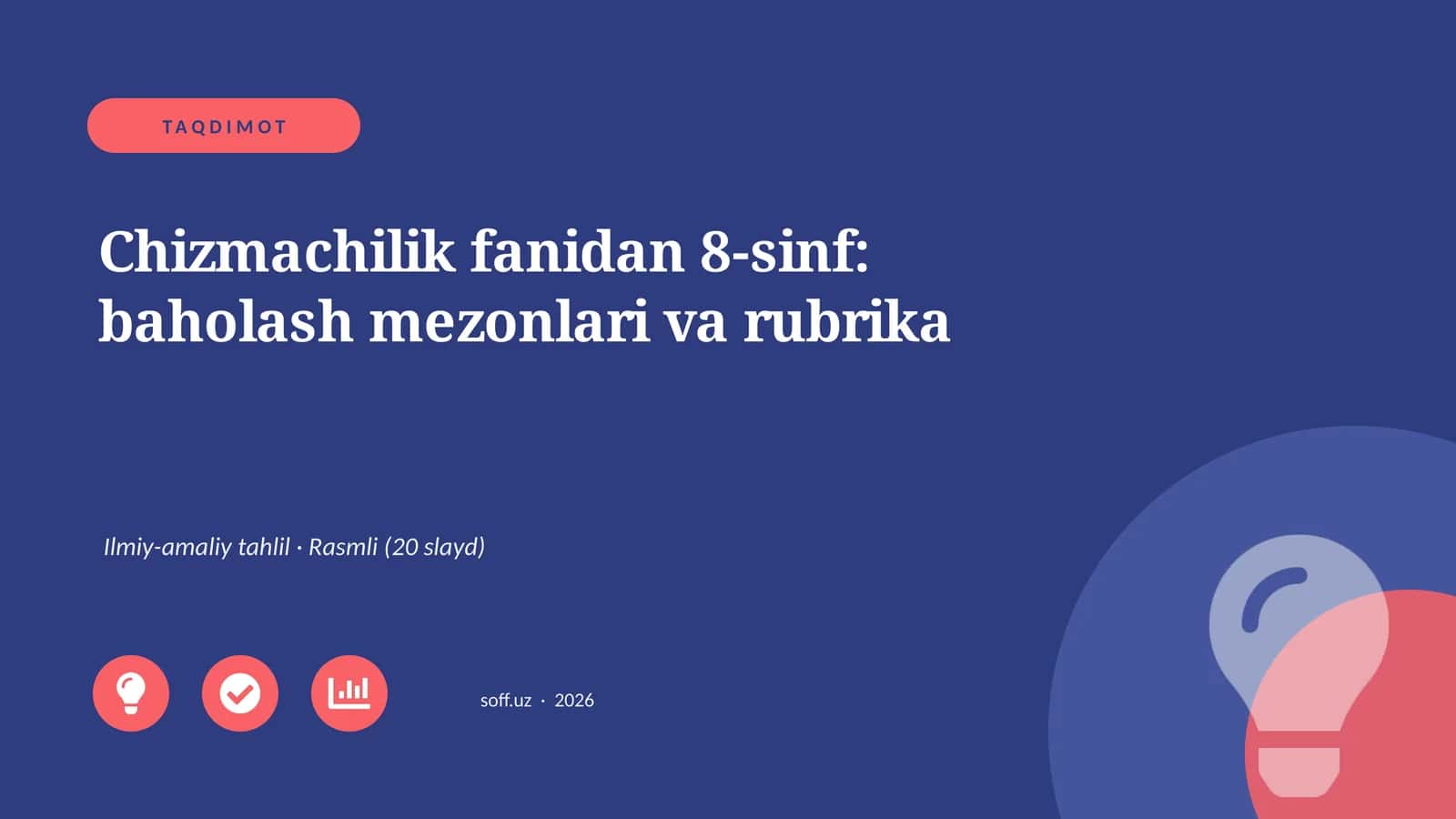 Chizmachilik fanidan 8-sinf: baholash mezonlari va rubrika 1