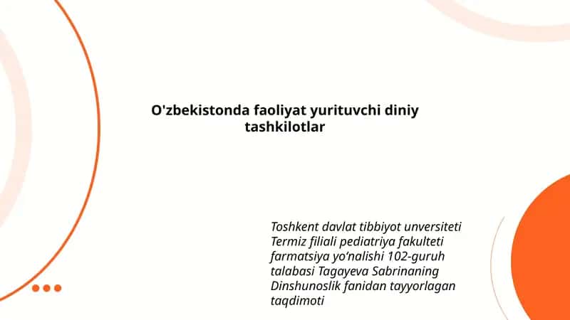 Dinshunoslik fanidan tayyorlagan taqdimoti 1