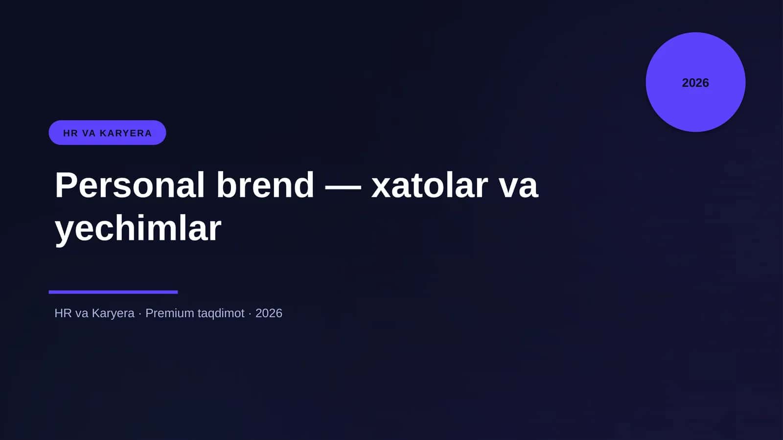 Personal brend — xatolar va yechimlar 1